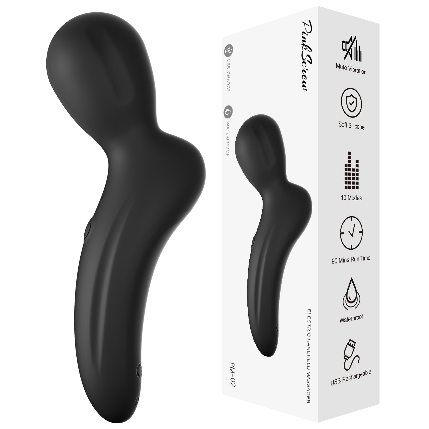 Pinkscrew Handheld Electric Massager-PW02-Black