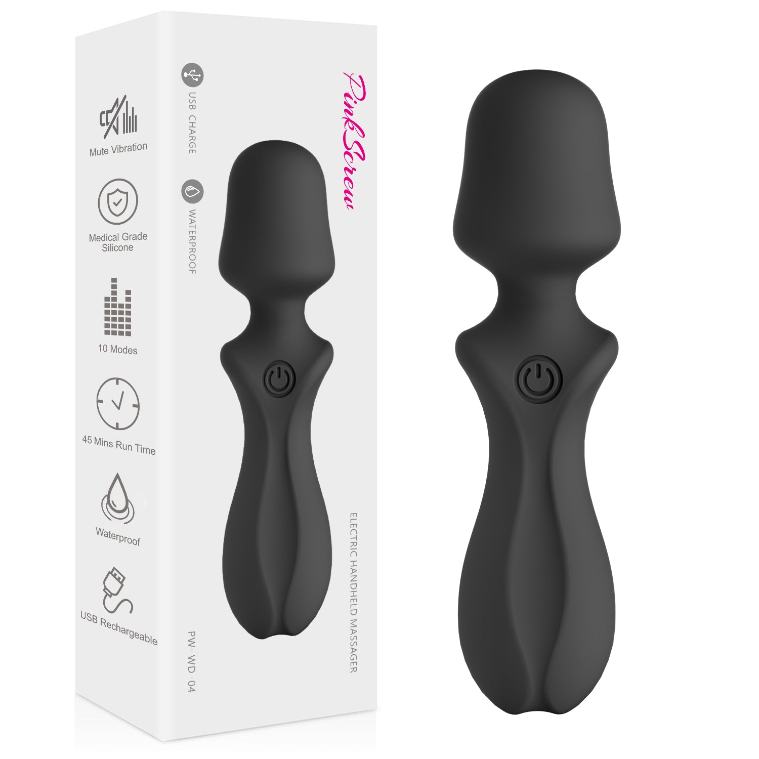 Pinkscrew Handheld Electric Massager-PW04-Black