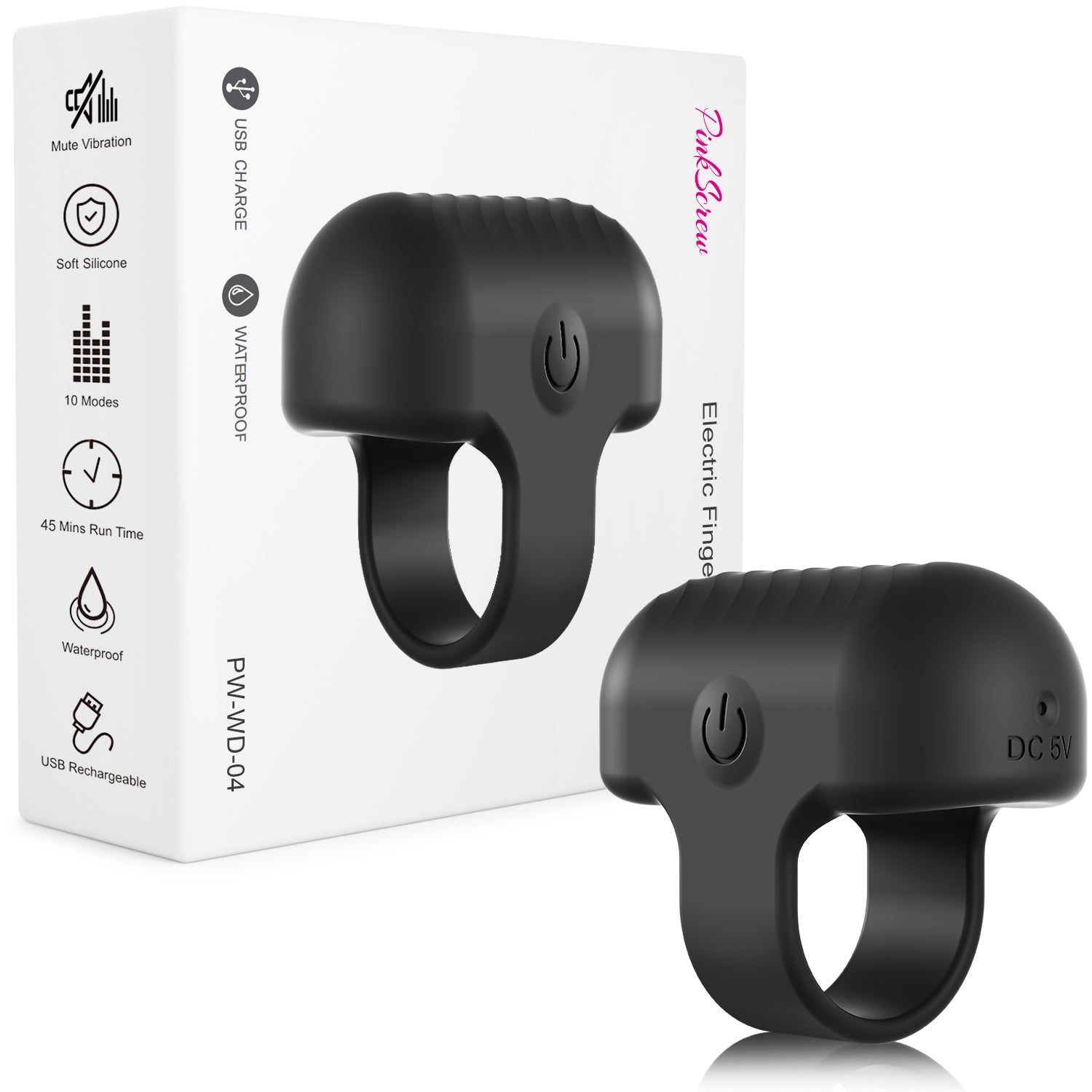 Pinkscrew Handheld finger Electric Massager-PW05-Black