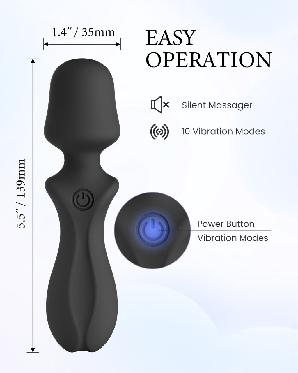 Pinkscrew Handheld Electric Massager-PW04-Black