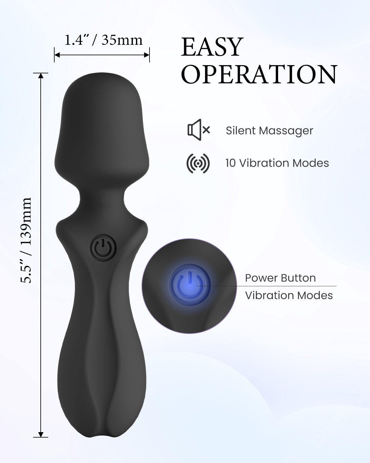 Pinkscrew Handheld Electric Massager-PW04-Black