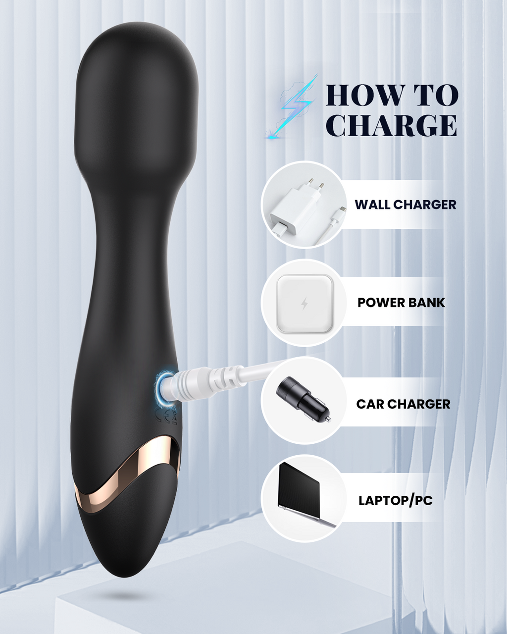 Pinkscrew DELIGHT HERMASSAGE WAND-PW01-Black
