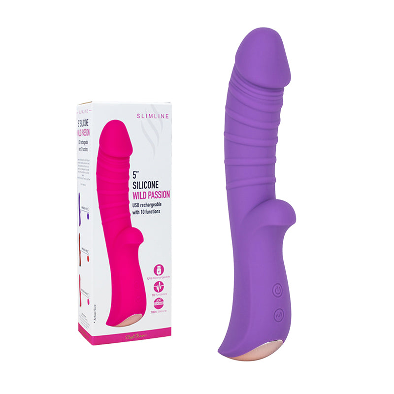 PinkScrew5" SILICONE WILD PASSION USB rechargeable with 10 functions