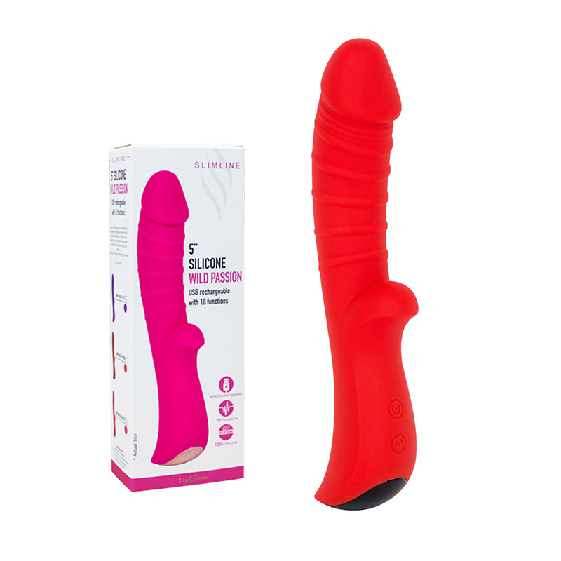 PinkScrew5" SILICONE WILD PASSION USB rechargeable with 10 functions