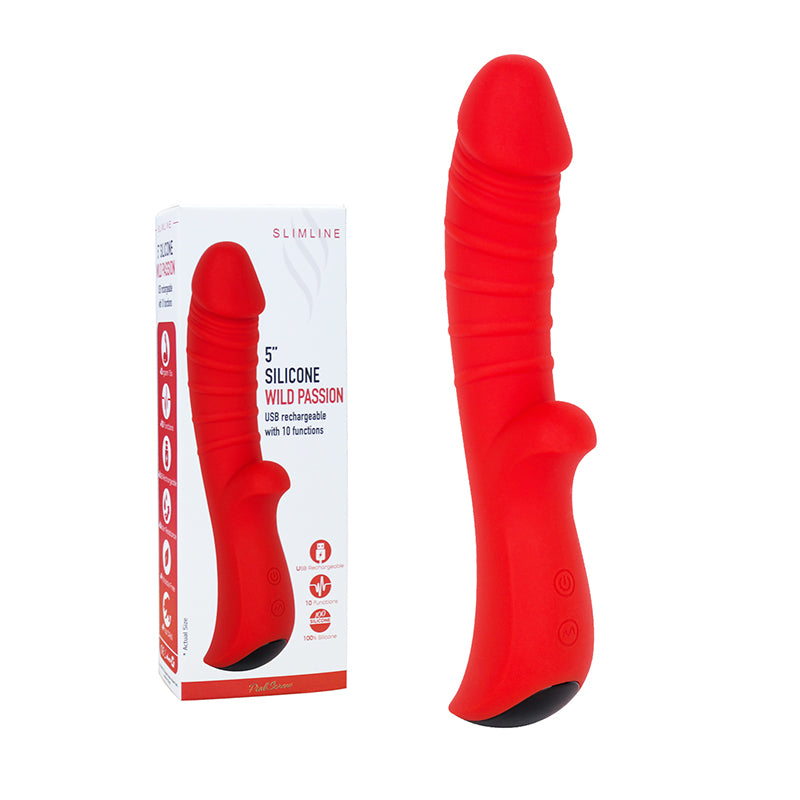 PinkScrew5" SILICONE WILD PASSION USB rechargeable with 10 functions