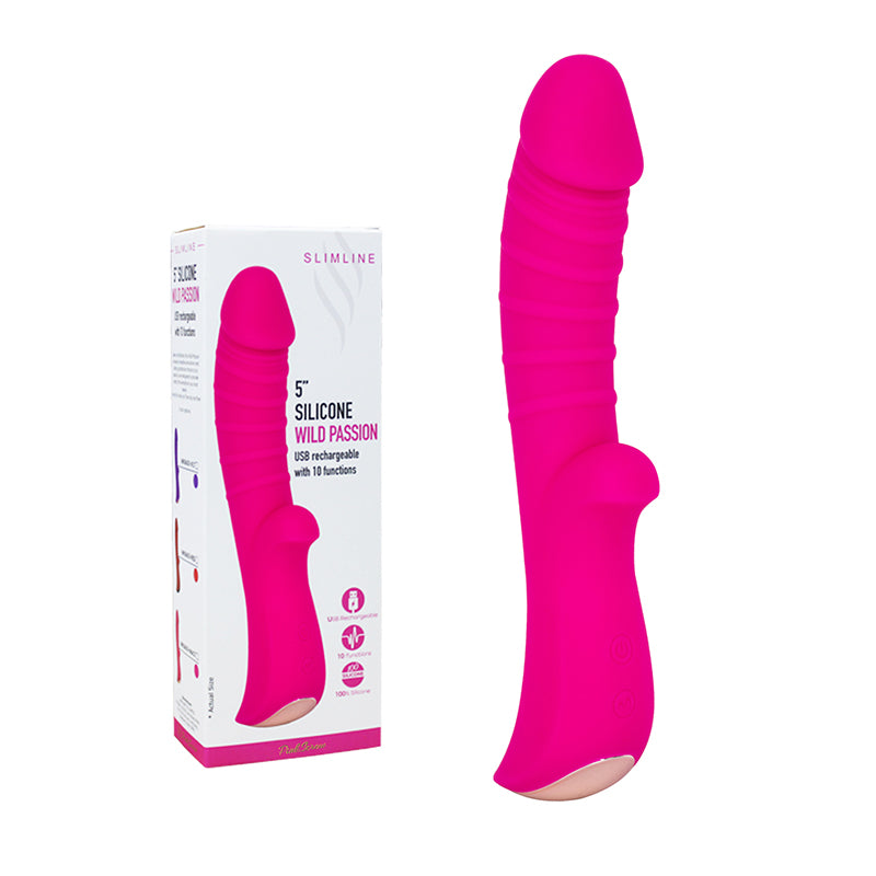 PinkScrew5" SILICONE WILD PASSION USB rechargeable with 10 functions