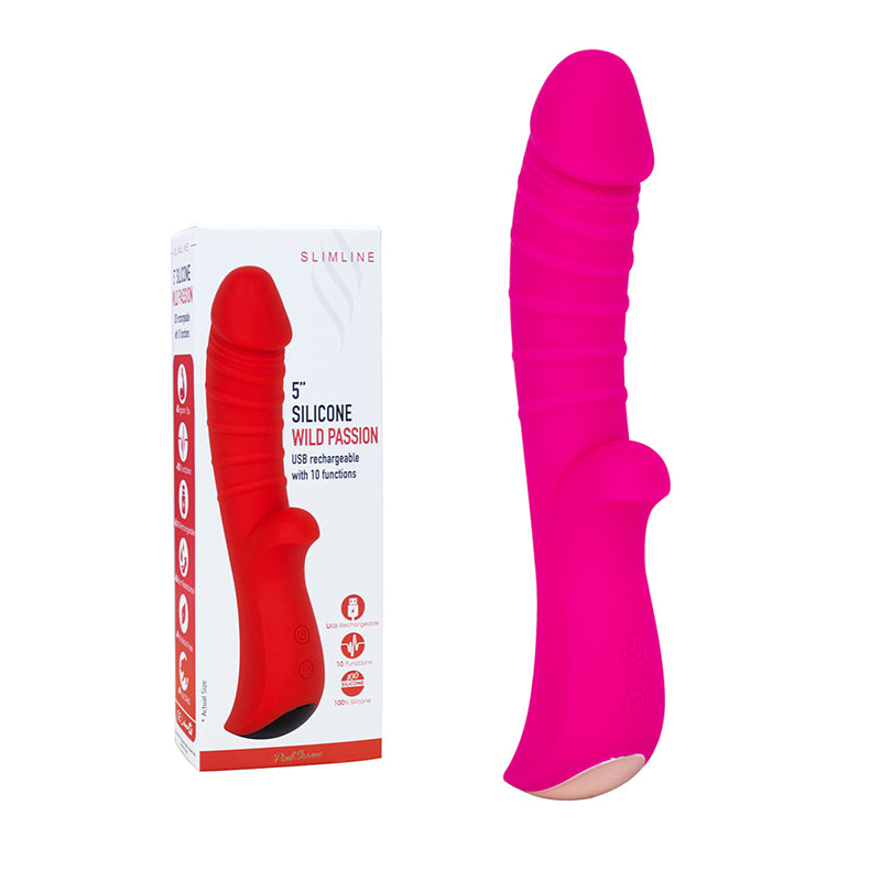 PinkScrew5" SILICONE WILD PASSION USB rechargeable with 10 functions
