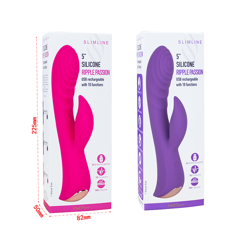 PinkScrew 5" SILICONE RIPPLE PASSION USB rechargeable with 10 functions