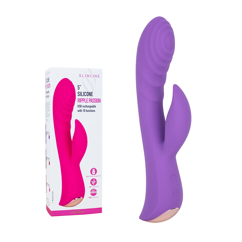 PinkScrew 5" SILICONE RIPPLE PASSION USB rechargeable with 10 functions