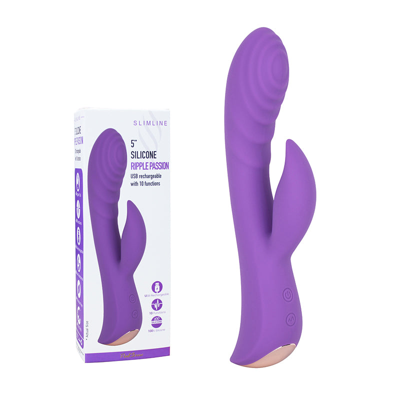 PinkScrew 5" SILICONE RIPPLE PASSION USB rechargeable with 10 functions