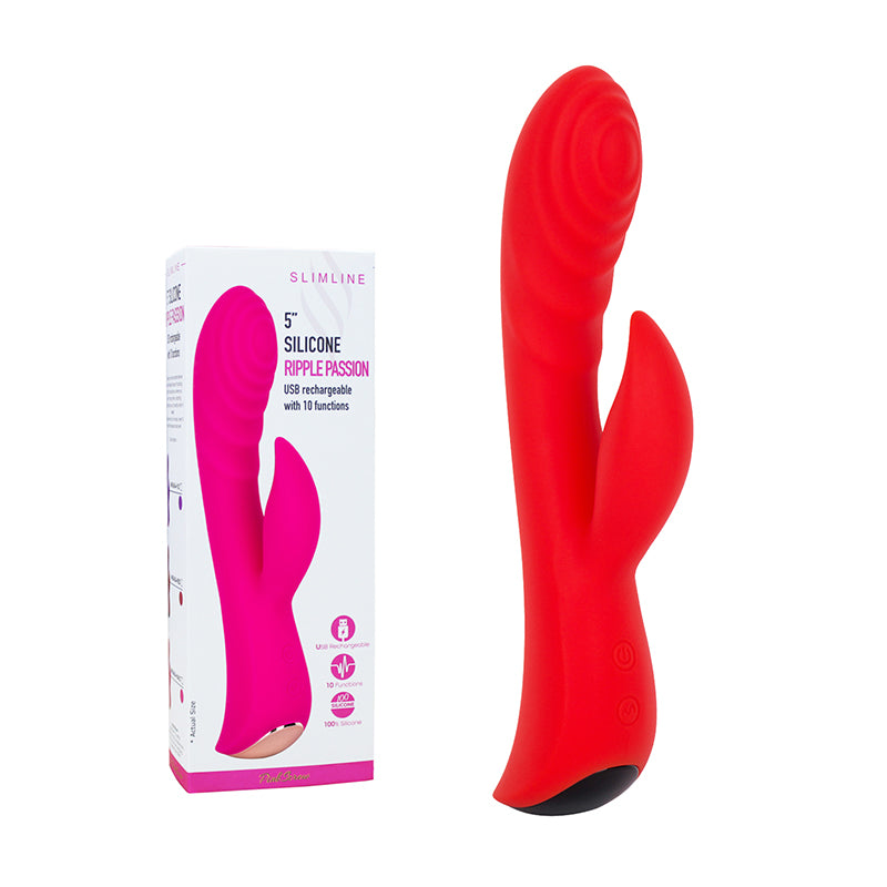PinkScrew 5" SILICONE RIPPLE PASSION USB rechargeable with 10 functions