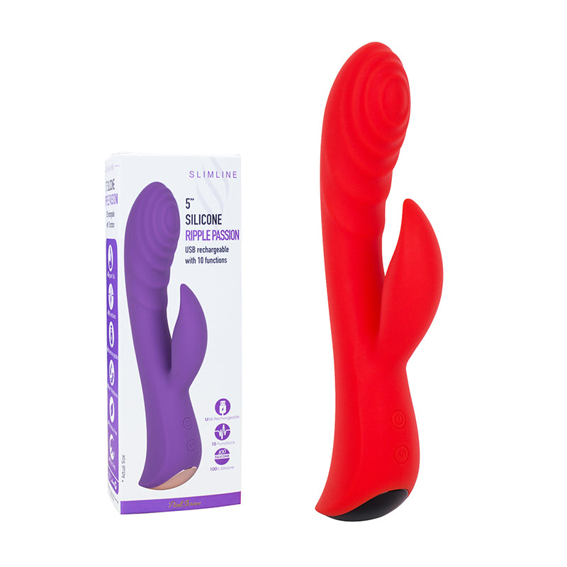 PinkScrew 5" SILICONE RIPPLE PASSION USB rechargeable with 10 functions