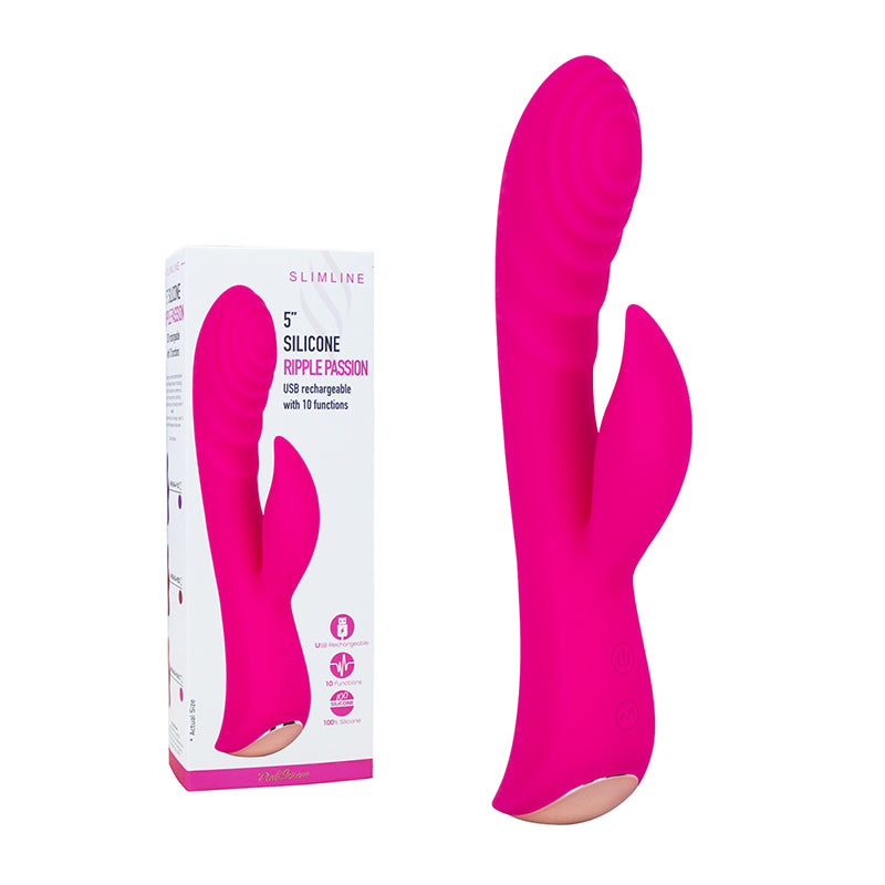 PinkScrew 5" SILICONE RIPPLE PASSION USB rechargeable with 10 functions