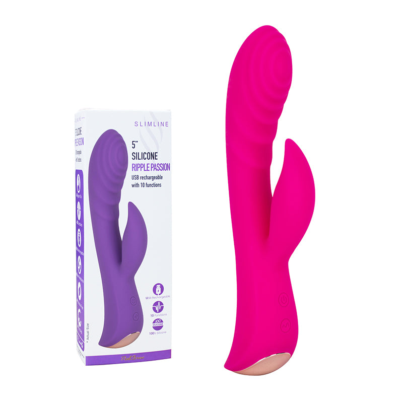 PinkScrew 5" SILICONE RIPPLE PASSION USB rechargeable with 10 functions