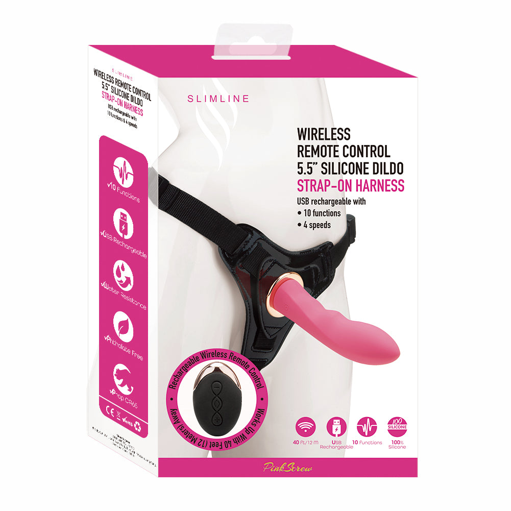 PinkScrew WIRELESS REMOTE CONTROL 5.5 SILICONE DILD0 MK6801-Pink