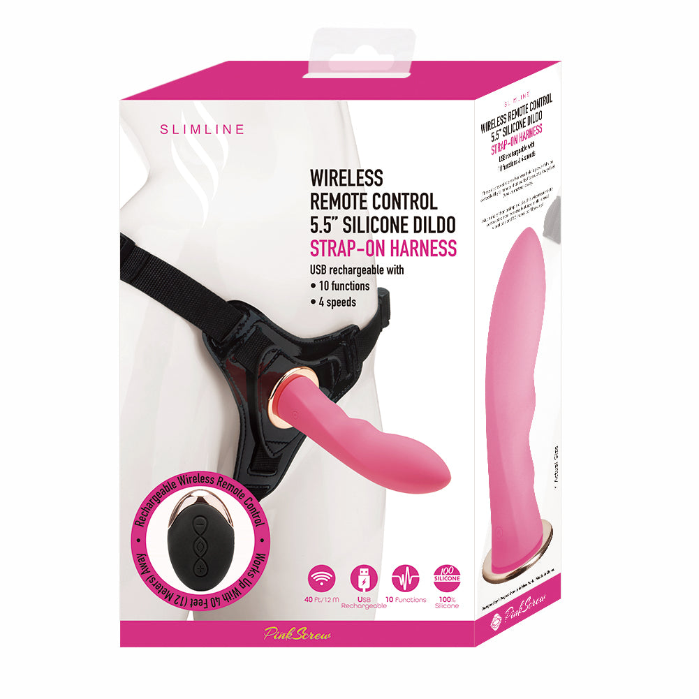 PinkScrew WIRELESS REMOTE CONTROL 5.5 SILICONE DILD0 MK6801-Pink